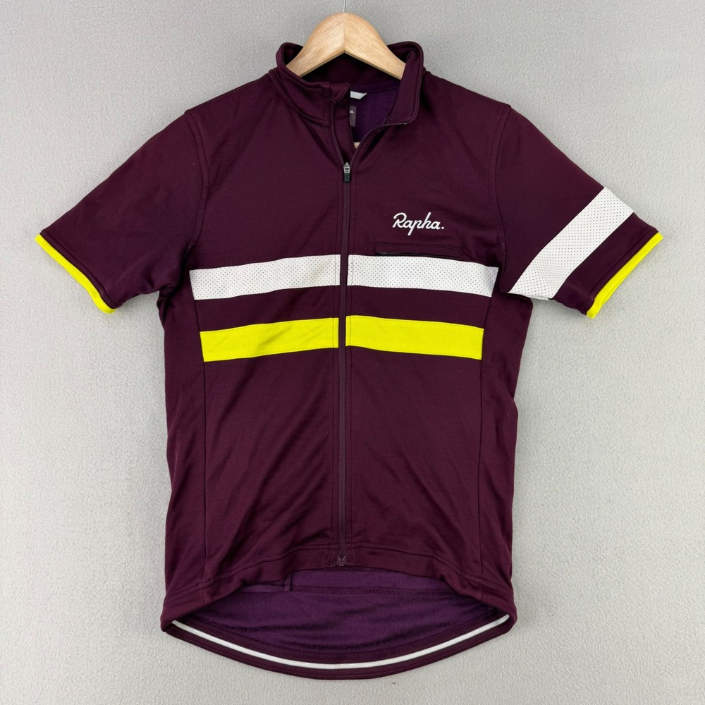 Rapha Brevet Jersey Mens Small Purple Short Sleeve Merino Wool Cycling Bike Top